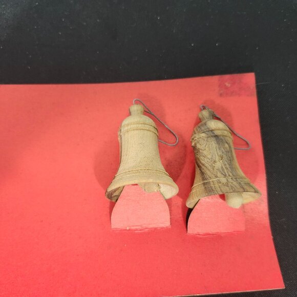 Vintage Holy Land Olive Wood Christmas Bells - Picture 2 of 5